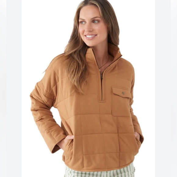 O'Neill Sweaters - O'Neill Mable Quilted Pullover Jacket Camel Women’s Size Medium